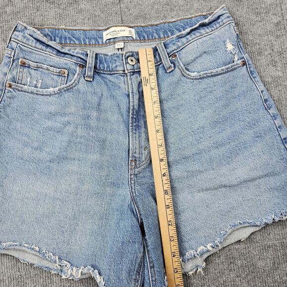 Abercrombie & Fitch Shorts Womens 31 Dad Short High Rise Curve Love Denim Raw - Picture 4 of 7